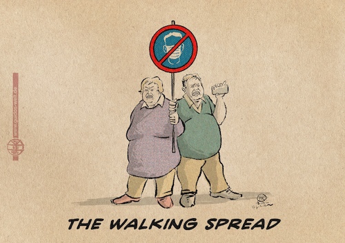 Cartoon: The walking spread (medium) by Guido Kuehn tagged corona,covid,querdenken,corona,covid,querdenken