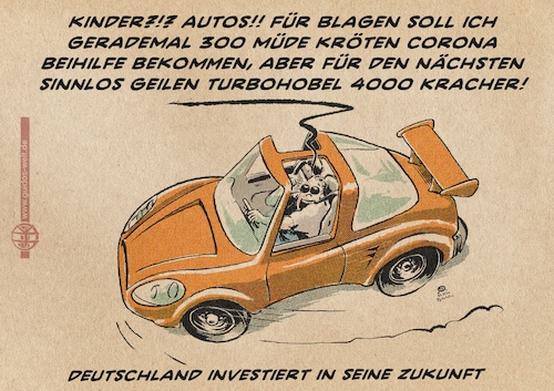 Cartoon: Zukunftsinvestition (medium) by Guido Kuehn tagged corona,covid19,abwrackprämie,subvention,kindergeld,zuschuss,corona,covid19,abwrackprämie,subvention,kindergeld,zuschuss