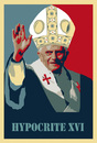 Cartoon: Hypocrite XVI (small) by poleev tagged pope,benedict,xvi,benedikt,ratzinger