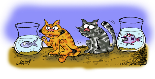 Cartoon: The cats (medium) by ismailozmen tagged cat,fish