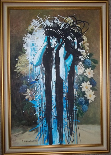 Cartoon: Indiga (medium) by joellestoret tagged flower,vase,repainted,blue,figure,female,surreal