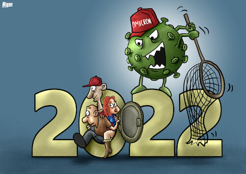 Cartoon: Omicron 2022 (medium) by miguelmorales tagged omicron,variant,2022,coronavirus,outbreake,omicron,variant,2022,coronavirus,outbreake