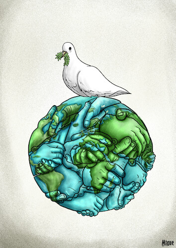 Cartoon: Together for peace (medium) by miguelmorales tagged together,peace,unity,world,stop,war,pigeon,together,peace,unity,world,stop,war,pigeon