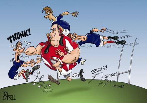 Cartoon: six Nations - week five (medium) by campbell tagged rugby,sport,france,wales