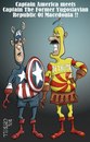Cartoon: Captain America meets... ! (small) by campbell tagged captain,america,super,hero,macedonia,parody