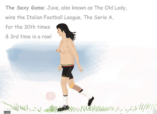 Cartoon: The Sexy Game (medium) by nerosunero tagged juve,juventus,football,serie,sexy,games,old,lady,sport