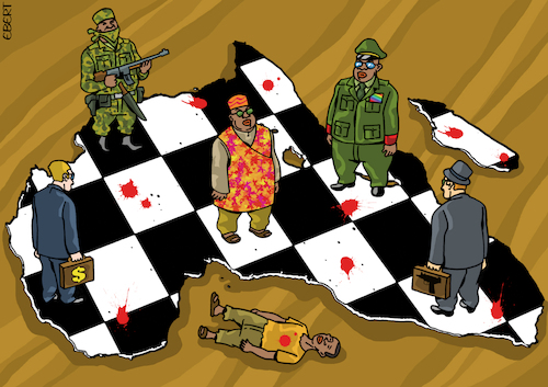 Cartoon: African chessboard (medium) by Enrico Bertuccioli tagged africa,african,political,economy,business,money,exploitation,resourcesexploitation,environment,dictators,dictatorship,military,militarydictatorship,speculators,war,democracy,freedom,violence,conflicts,foodcrisis,watercrises,starvation,hunger,dryness,drought,disease,inequality,humanbeings,africa,african,political,economy,business,money,exploitation,resourcesexploitation,environment,dictators,dictatorship,military,militarydictatorship,speculators,war,democracy,freedom,violence,conflicts,foodcrisis,watercrises,starvation,hunger,dryness,drought,disease,inequality,humanbeings