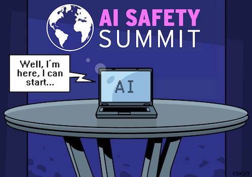 Cartoon: Global Ai Safety Summit (medium) by Enrico Bertuccioli tagged ai,artificialintelligence,aisafetysummit,digitaldevices,devices,computers,data,bigdata,privacy,privacypolicy,technology,global,internet,worldwideweb,chatgpt,humanbeings,economy,money,business,investments,digitalworld,progress,technologicalprogress,research,scientificdevelopements,technologicalrevolution,technologicaldevelopement,control,techcompanies,digital,apitalism,technologicalcapitalism,technologicaldictatorship,political,politicalcartoon,editorialcartoon,ai,artificialintelligence,aisafetysummit,digitaldevices,devices,computers,data,bigdata,privacy,privacypolicy,technology,global,internet,worldwideweb,chatgpt,humanbeings,economy,money,business,investments,digitalworld,progress,technologicalprogress,research,scientificdevelopements,technologicalrevolution,technologicaldevelopement,control,techcompanies,digital,apitalism,technologicalcapitalism,technologicaldictatorship,political,politicalcartoon,editorialcartoon