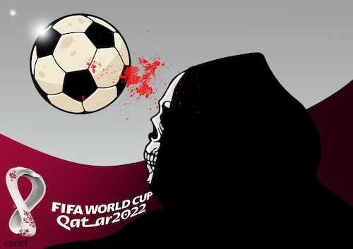 Cartoon: Qatar World Cup 2022 (medium) by Enrico Bertuccioli tagged qatar,worldcup2022,qatarworldcup2022,football,workers,exploitation,slavery,money,business,speculation,political,humanrights,security,investigation,infrastructure,regime,freedom,stadium,deadly,game,sport,qatar,worldcup2022,qatarworldcup2022,football,workers,exploitation,money,business,speculation,political,humanrights,security,investigation,infrastructure,regime,freedom,stadium,deadly,game,sport