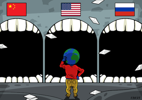 Cartoon: The tunnels (medium) by Enrico Bertuccioli tagged tunnels,newworldorder,usa,china,russia,power,control,dominion,economy,business,trade,finance,finances,greed,money,military,army,warofconquest,conquest,exploitation,authoritarianism,resources,resourcesexploitation,environment,commerce,political,politicalcartoon,editorialcartoon,tunnels,newworldorder,usa,china,russia,power,control,dominion,economy,business,trade,finance,finances,greed,money,military,army,warofconquest,conquest,exploitation,authoritarianism,resources,resourcesexploitation,environment,commerce,political,politicalcartoon,editorialcartoon