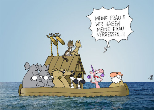 Cartoon: Das letzte Einhorn (medium) by Tim Posern tagged religion,noah,bibel,einhorn,fantasy