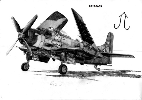 Cartoon: Douglas A-1 Skyraider! (medium) by Teruo Arima tagged aircraft,america,douglas,airplane,war,attacker,kawaii
