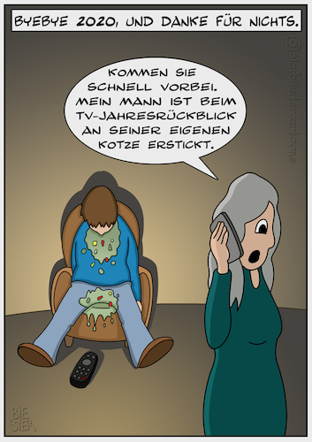 Cartoon: ByeBye 2020 (medium) by Olaf Biester tagged jahresrückblick,2020,alleswirdgut