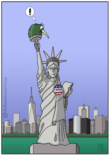 Cartoon: I voted (medium) by Olaf Biester tagged us,wahl,2020,biden,harris