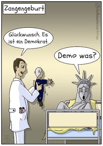 Cartoon: Zangengeburt (medium) by Olaf Biester tagged us,wahl