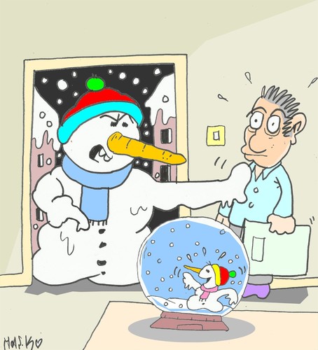 Cartoon: babaaa! (medium) by yasar kemal turan tagged father,snowman,love,lantern,freedom