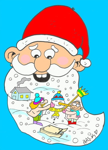 Cartoon: beard (medium) by yasar kemal turan tagged beard,love,father,christmas,winter,children,snowman