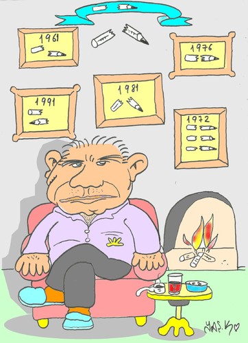 Cartoon: collection-retired (medium) by yasar kemal turan tagged retired,judge,execution,pen,broken,collection