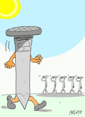 Cartoon: concrete nail commander (medium) by yasar kemal turan tagged hi,commander,soldier,nail,concrete