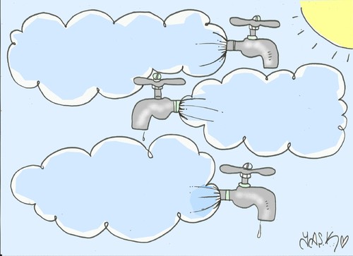 Cartoon: drought (medium) by yasar kemal turan tagged tap,rain,drought