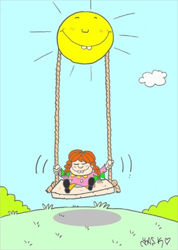 Cartoon: fair sun (medium) by yasar kemal turan tagged fair,sun,children,love,swing