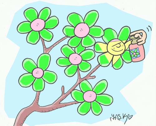 Cartoon: false spring (medium) by yasar kemal turan tagged false,spring,flower,chemical,soil,perfume,love,nature