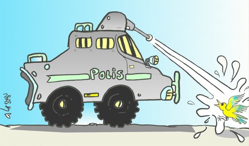 Cartoon: Fenerbahce attack (medium) by yasar kemal turan tagged fenerbahce,attack,police
