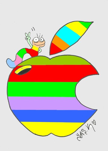 Cartoon: founded Apple (medium) by yasar kemal turan tagged love,apple,jobs,iphone,foundedapple
