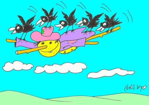 Cartoon: friends (medium) by yasar kemal turan tagged friends,crow,railing,love