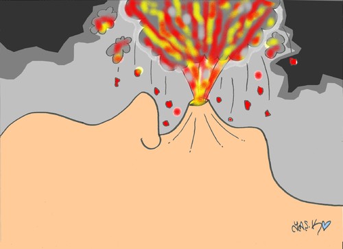 Cartoon: Grimsvötn volcano (medium) by yasar kemal turan tagged disaster,iceland,europe,world,space,volcano,grimsvötn