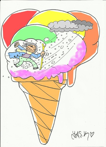 Cartoon: hard winter (medium) by yasar kemal turan tagged cream,ice,type,cold,winter,hard