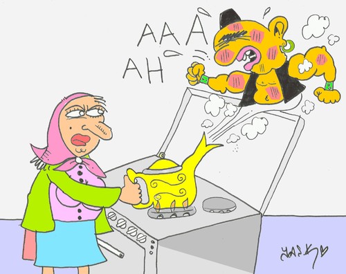 Cartoon: Hatice Teyze (medium) by yasar kemal turan tagged alaaddin,cin,teyze,hatice