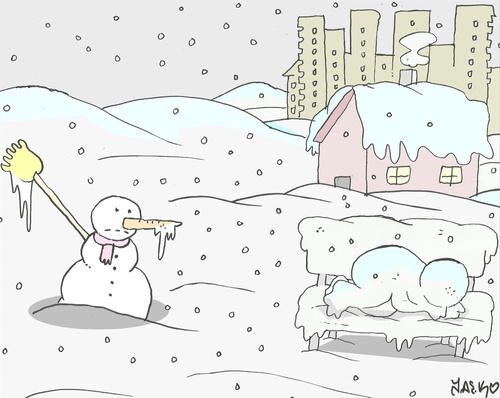 Cartoon: homeless (medium) by yasar kemal turan tagged homeless,snowman,life,human,love,winter