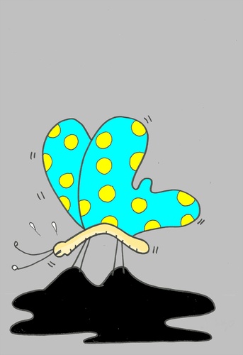 Cartoon: impurity (medium) by yasar kemal turan tagged impurity,love,butterfly,oil