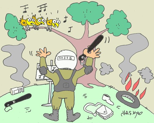 Cartoon: intervention Gezi (medium) by yasar kemal turan tagged intervention