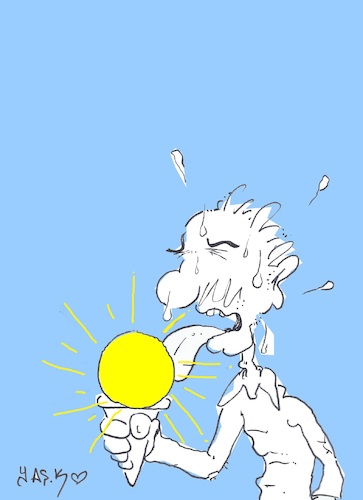 Cartoon: lick the sun (medium) by yasar kemal turan tagged lick,the,sun
