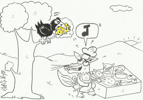 Cartoon: material-cheese (medium) by yasar kemal turan tagged lafonten,crow,fox,pizza,pizzapitch