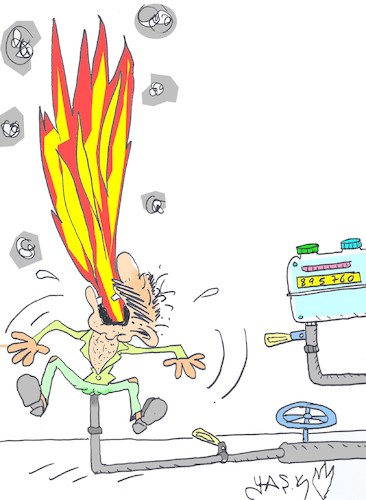 Cartoon: natural gas bill (medium) by yasar kemal turan tagged natural,gas,bill