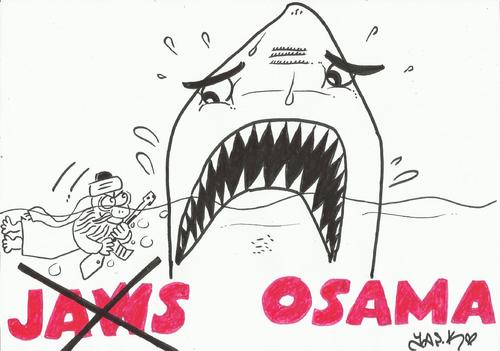 Cartoon: Osama and Jaws (medium) by yasar kemal turan tagged laden,bin