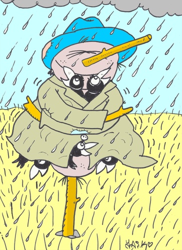 Cartoon: shelter (medium) by yasar kemal turan tagged shelter,love,railing,crow