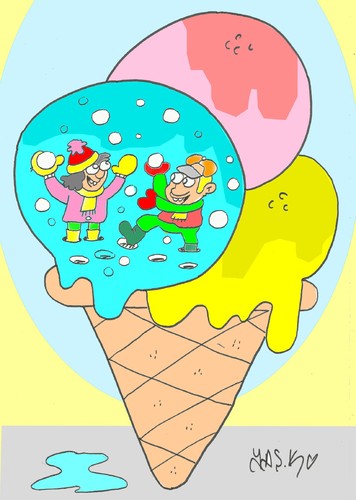 Cartoon: snowball (medium) by yasar kemal turan tagged cream,ice,games,winter,snow,snowball