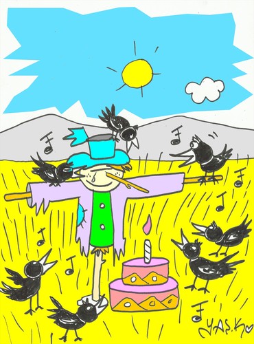 Cartoon: surprise friends (medium) by yasar kemal turan tagged love,birthday,railing,crow,friends,surprise
