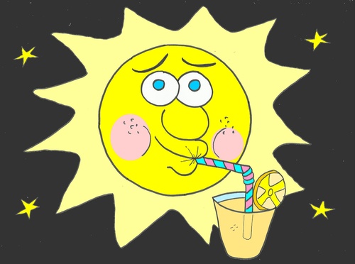 Cartoon: temperature (medium) by yasar kemal turan tagged temperature,sun,fruit,juice