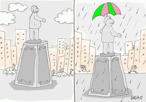Cartoon: tuneks (medium) by yasar kemal turan tagged love,sculpture,umbrella,rain