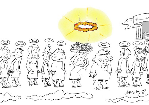 Cartoon: a real saint (medium) by yasar kemal turan tagged turkish,bagel