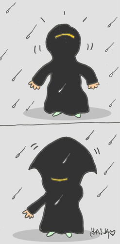 Cartoon: umbrella (medium) by yasar kemal turan tagged umbrella,love,veiling,zealot,rain