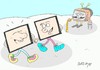 Cartoon: 3D tv-retired (small) by yasar kemal turan tagged 3d,tv,old,young,plasma,lcd,generation,new,retired