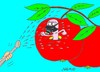 Cartoon: gas mask (small) by yasar kemal turan tagged drug organic farming apple founded worm gas mask