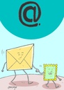Cartoon: at sign (small) by yasar kemal turan tagged leave,love,letter,stamp,computer,internet,at,sign