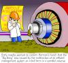 Cartoon: Big Bang (small) by carrtoons tagged hadron,collider,particle,accelerator,bog,bang,beginnings,of,the,universe,bullshit,cern,science
